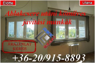 Ablakcsere utáni kőműves javítási munka