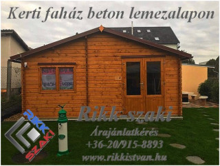Kerti faház beton lemezalapon.