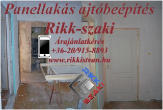 Panel lakás beltéri pallótokos ajtóbeépítés, szoba ajtó.