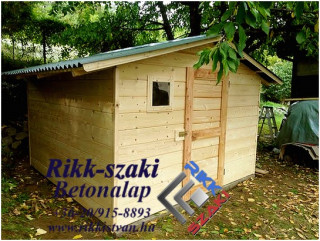 Kerti faház beton lemezalapon.