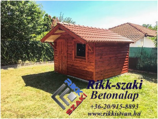 Kerti faház beton lemezalapon.