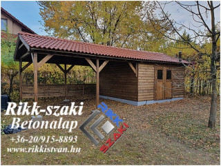 Kerti faház beton lemezalapon.
