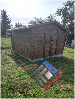 Kerti faház beton lemezalapon.